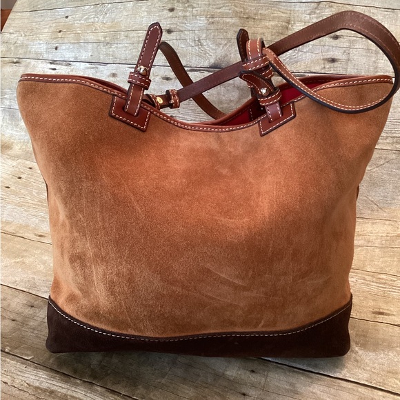 Dooney & Bourke Brown Suede Leather Hobo Bag - Picture 2 of 8
